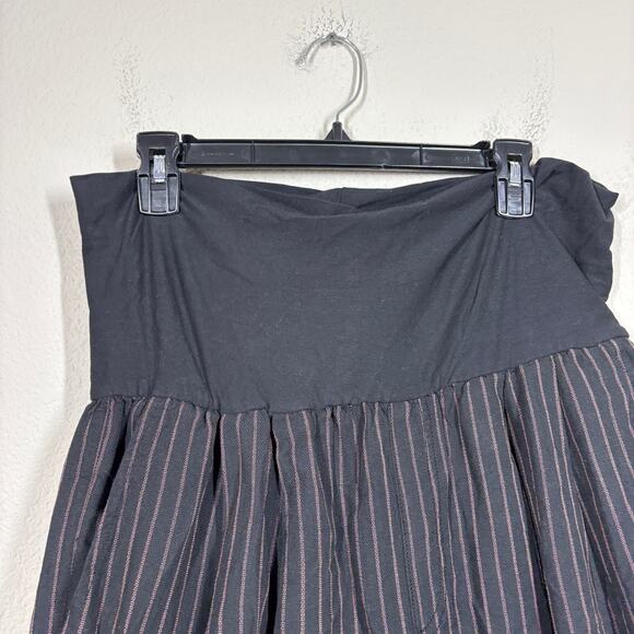 Hei Hei Anthropologie Large Pull On Cropped Pants Black Gold Striped Foldover - Picture 6 of 11